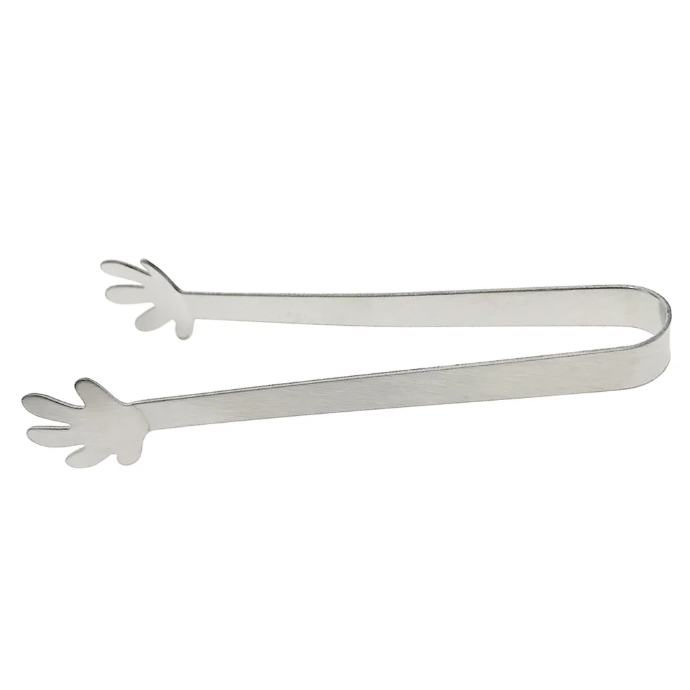 Mini pinzas de acero inoxidable para comida, cubo de azúcar con forma de palma, herramienta para servir galletas de hielo para fiesta de té, cafetería, desayuno