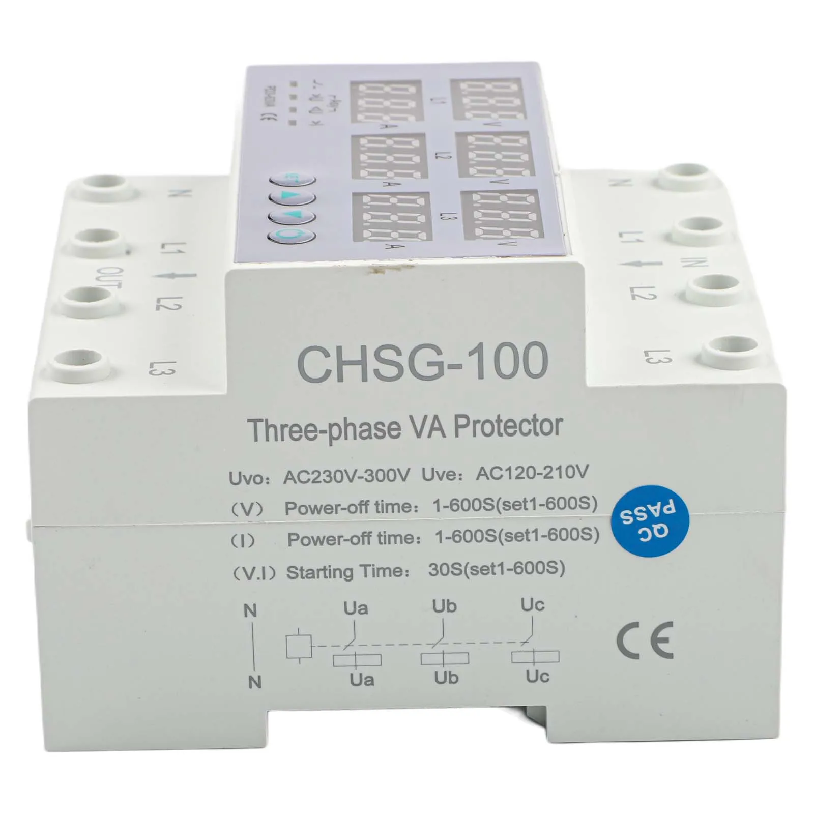 Relè digitale trifase regolabile da sovratensione con limitatore di corrente per pannelli elettrici industriali e sistemi di sicurezza