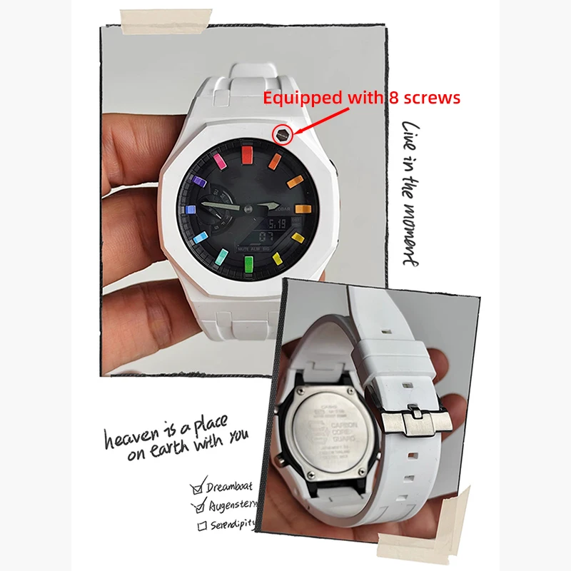 GA2100 ชุดปรับเปลี่ยนสําหรับ Casio G-SHOCK GA-2100 GA-2110 GA-B2100 เซรามิค fluororubber ผู้ชายนาฬิกาสร้อยข้อมือ