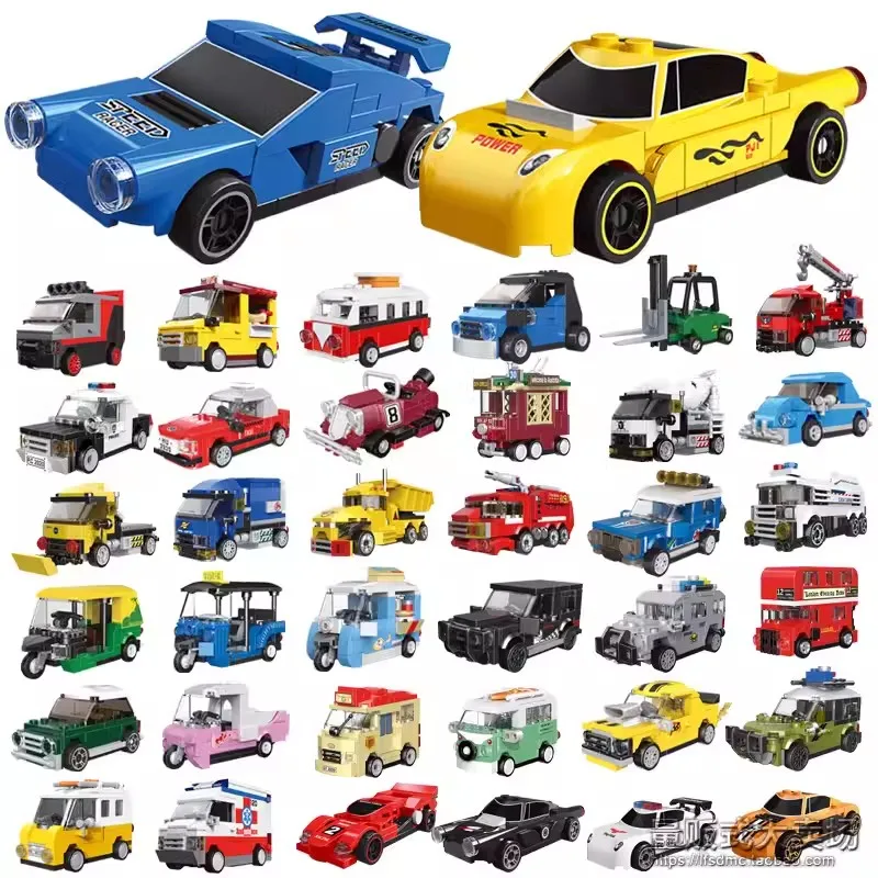 4pcs/Set Decool Mini Pull Back Car Building Blocks T1 Camper Racing RV London Buses Ambulance Military Bricks Toys Kids Gifts