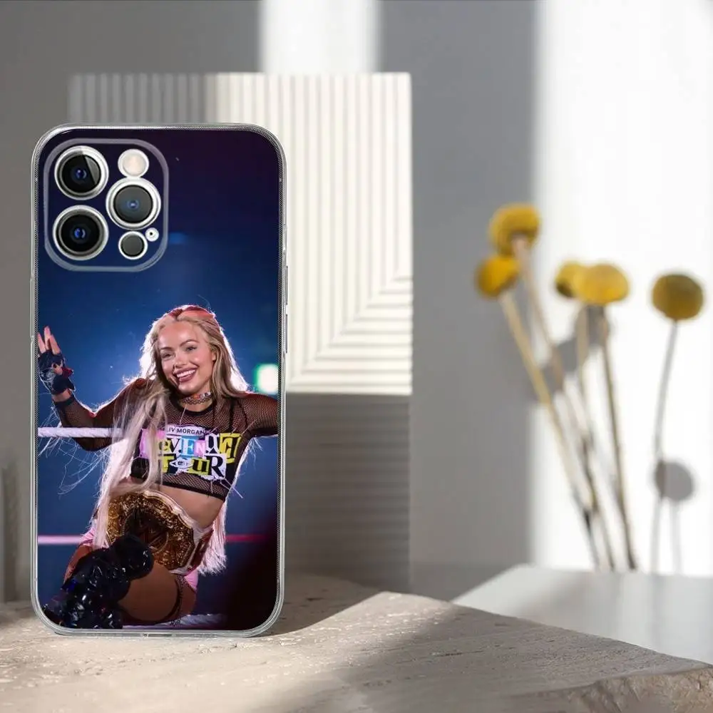 حافظة هاتف W-WWE L-Liv Morgan لهاتف iPhone 17,16,15,14,13,12,11 Pro,Max,Plus,X,XS,XR,SE4,E غطاء ناعم شفاف صغير