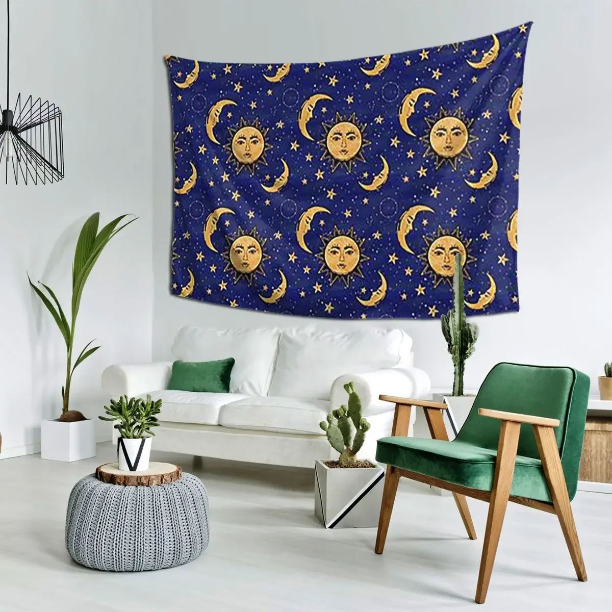 Vintage Moon And Sun Stars Celestial Tapestry Hippie Wall Hanging Home Decoration Tapestries for Living Room Bedroom Dorm Room