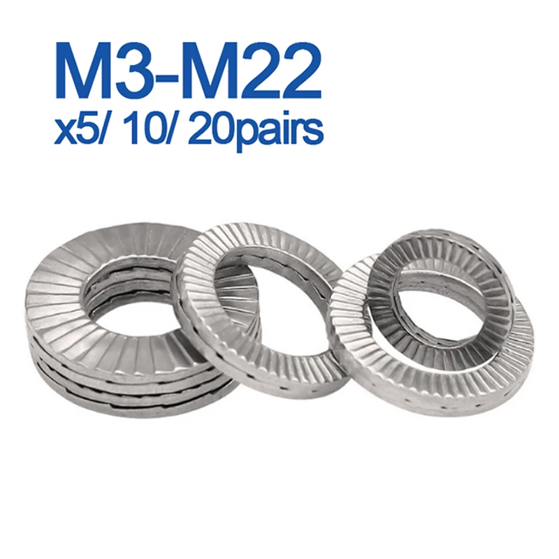 20/ 10/ 5 Pairs (2pcs glued) Self-Lock Washers Genuine Wedge Stainless Steel Dacromet M3 M4 M5 M6 M8 M10 M12 M14 M16 M18 M20 M22