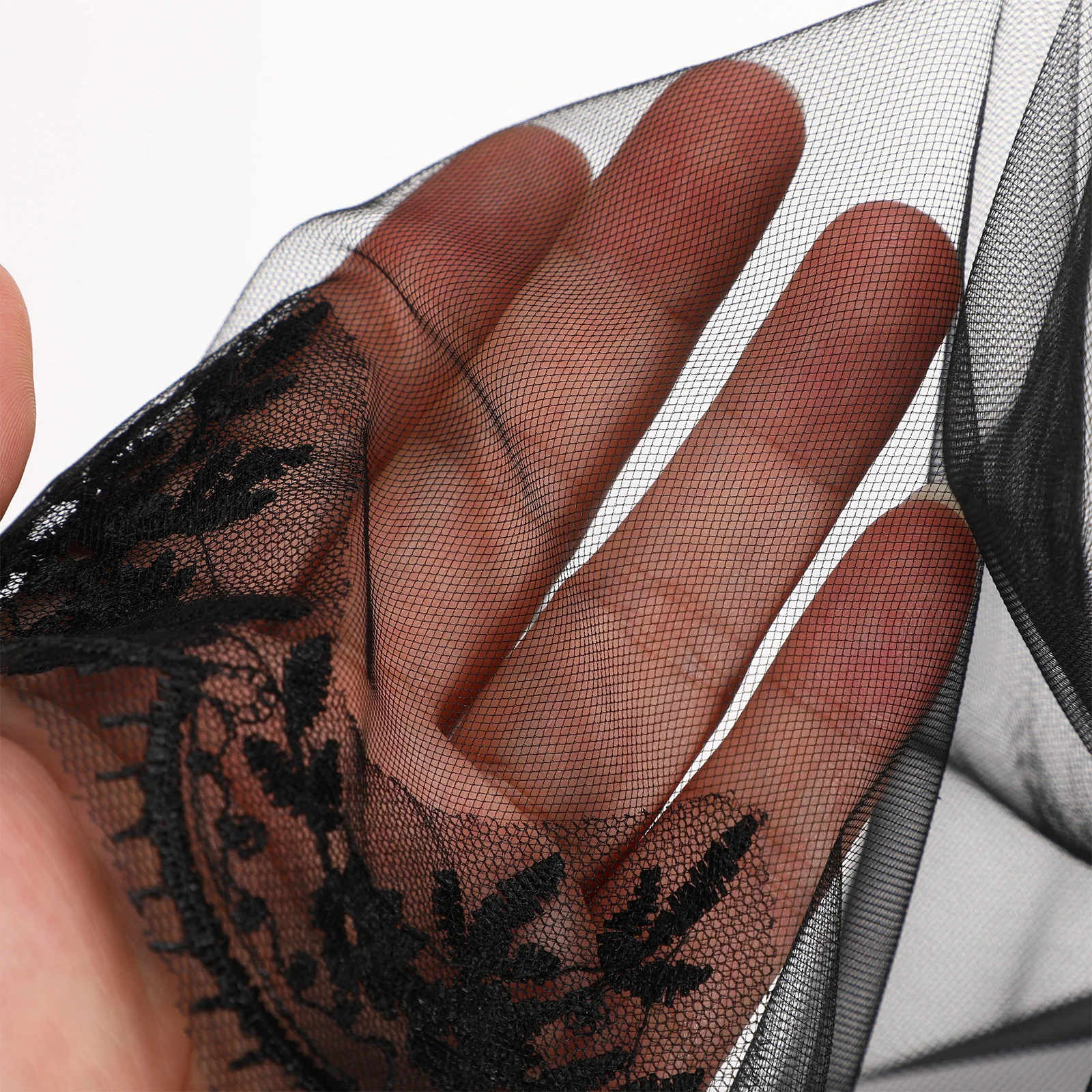 

Lace Face Veil Headpiece Double Layer Embroidered Black Wedding Veil For Halloween Bridal Accessories Party Photography