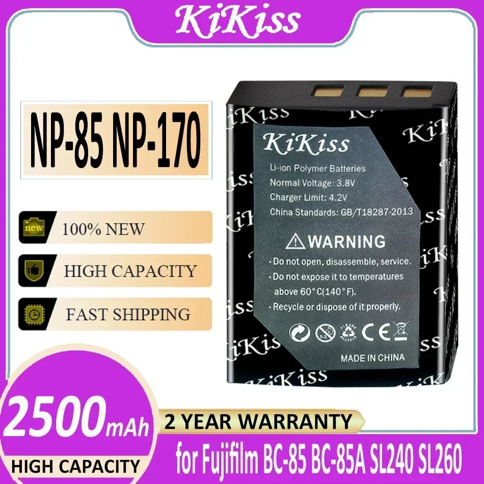 KiKiss Battery NP-85 NP-170 2500mAh for Fujifilm BC-85 BC-85A FinePix S1 SL240 SL260 SL280 SL300 SL305 SL1000 NP170