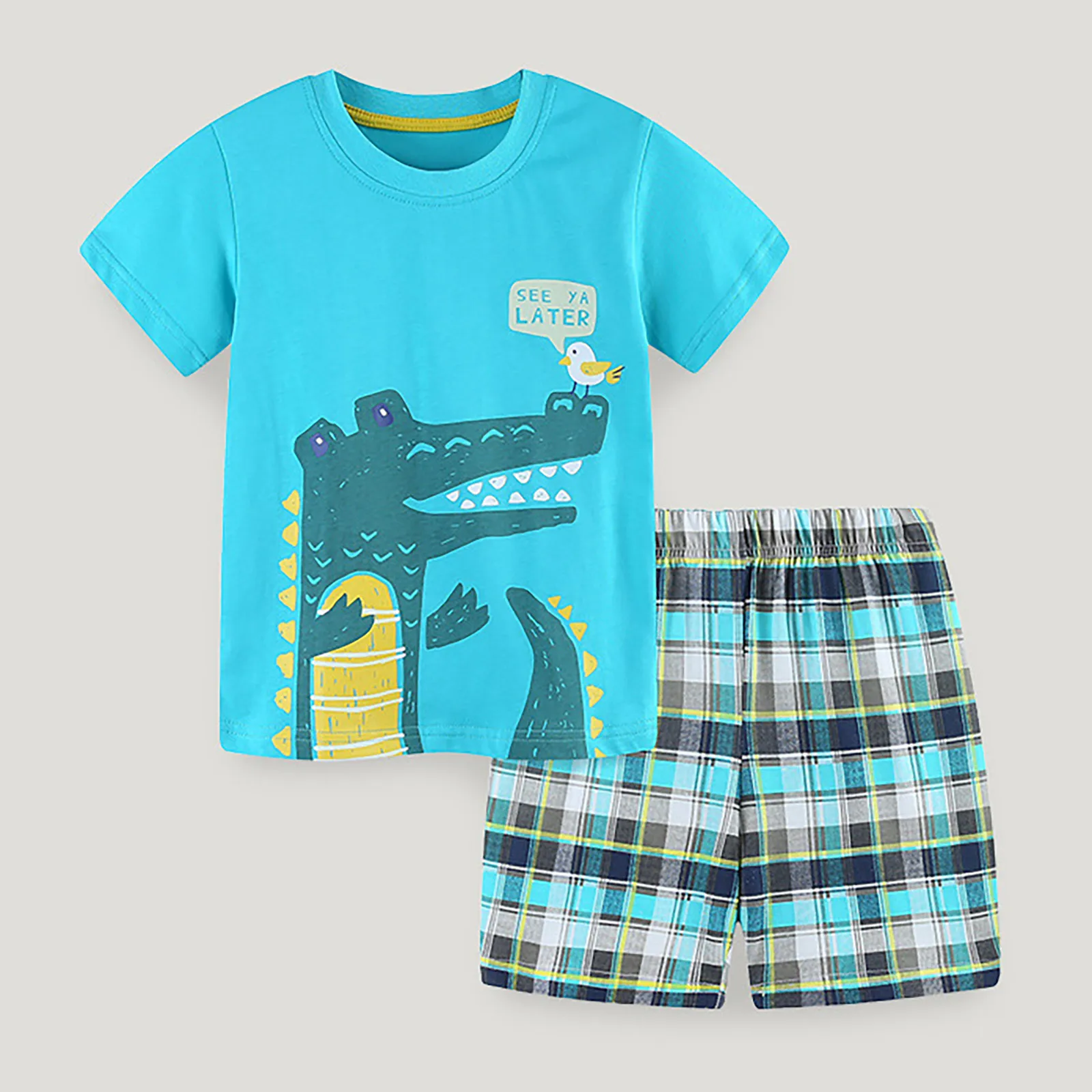 

Children Clothes Suit Cartoon Dinosaur Baby Boys Clothing Sets Kids Outfit Infant Short Sleeve T-Shirt Shorts 1 2 3 4 5 6 7Years