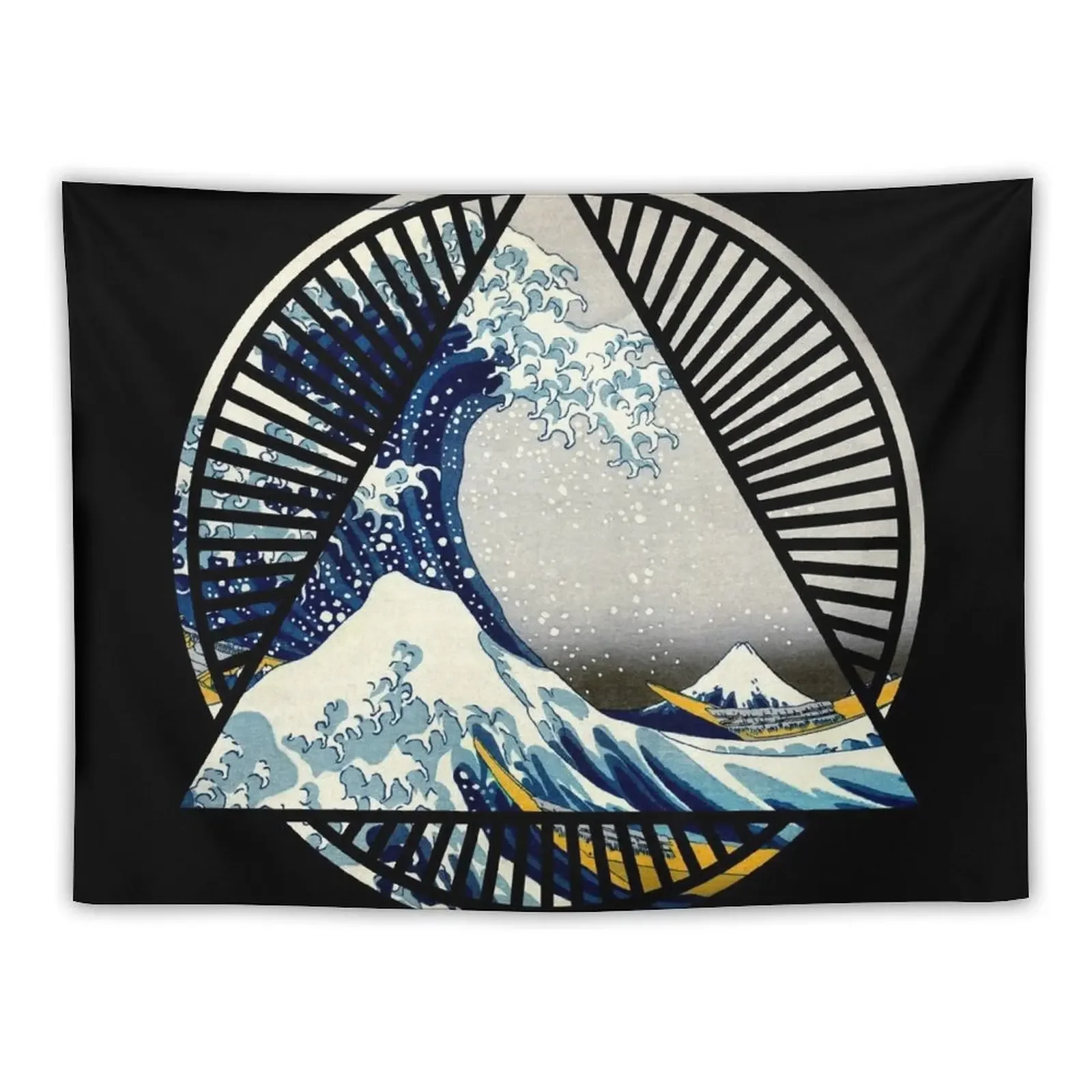 Vintage Hokusai Mount Fuji Great Tsunami Wave Japanese Geometric Manga Shirt Tapestry Home Decoration Tapestry