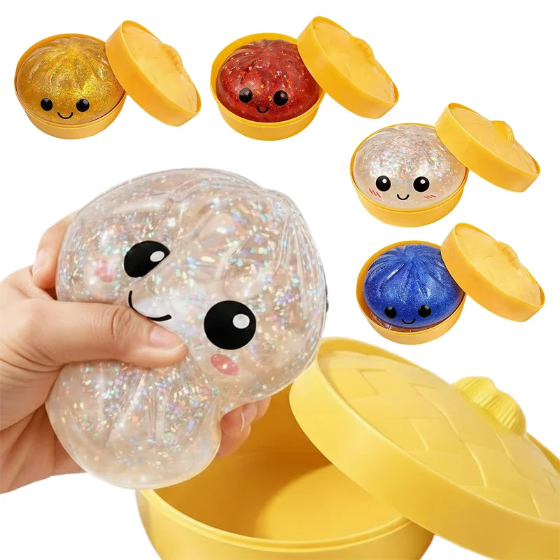 

Dumpling Squishy Mystery Box - Smile White and Gold 2026 Upgraded Dumplings Squishes for Squeeze Easter Basket Stuffers & Stoc