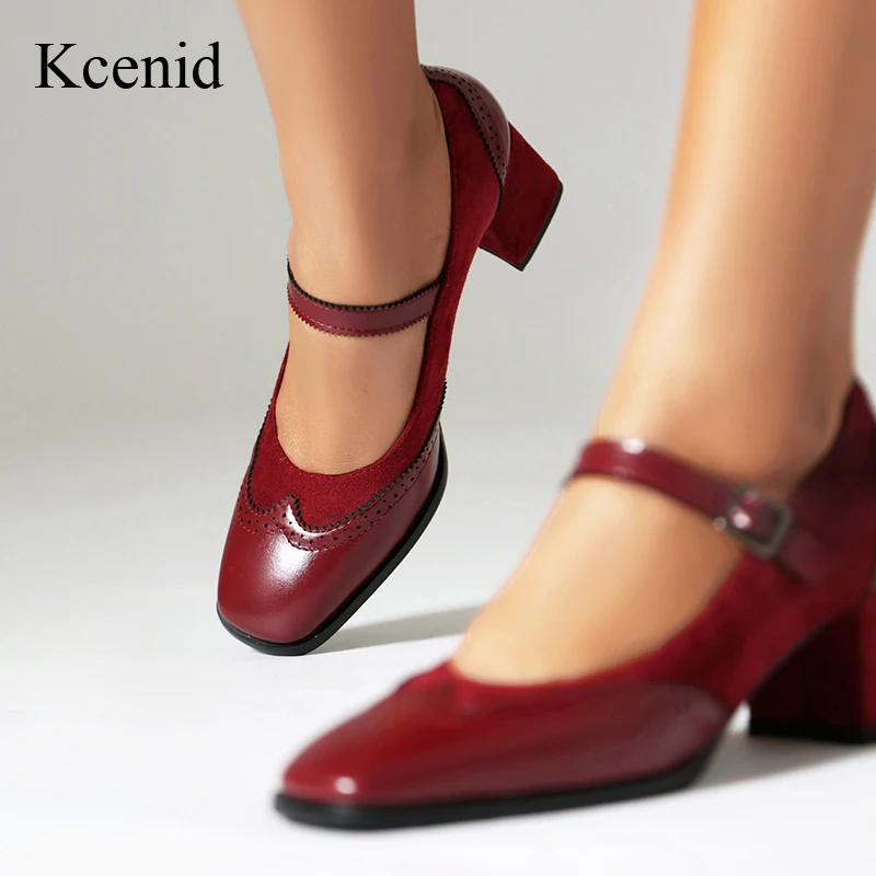 

Kcenid Retro Fashion Summer Women Pumps Shoes Woman High Heels Square Heel Shallow Pumps Buckle Strap MARY JANES Shoes