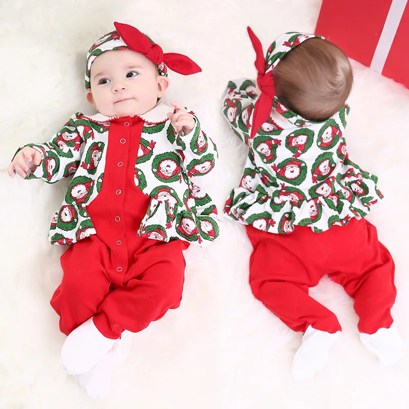 

Baby Girl Christmas Outfit Winter Newborn Red Footed Cotton Jumpsuit Baby Boy Santa Claus Costume for Bebe Christmas Clothes 0-3