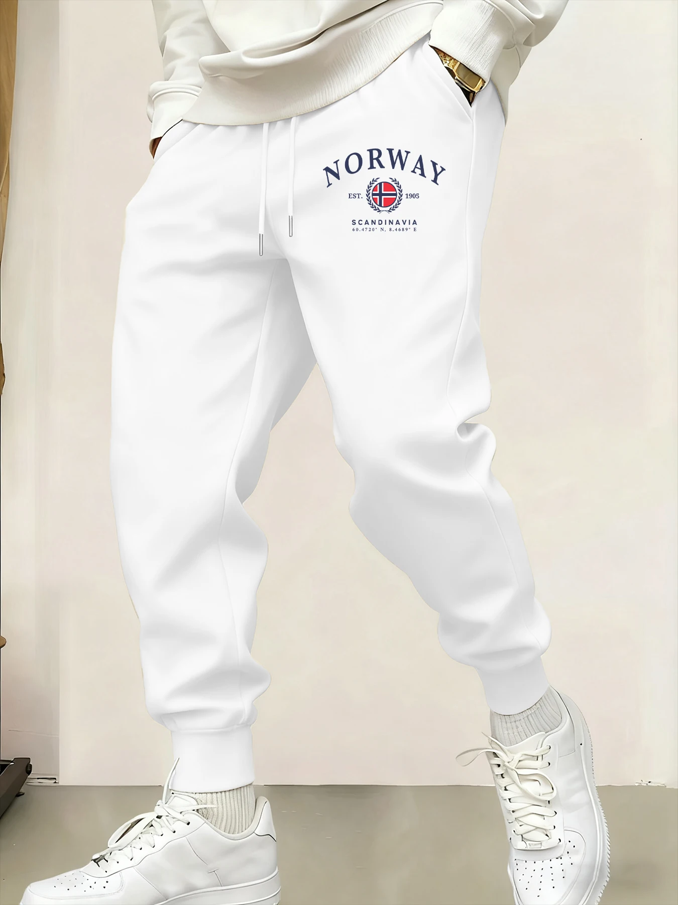 النرويج الدول الاسكندنافية العلم الإبداعية يطبع الرجال Sweatpant الرياضة الركض سراويل تقليدية جيب الصوف بانت الخريف موضة Britches