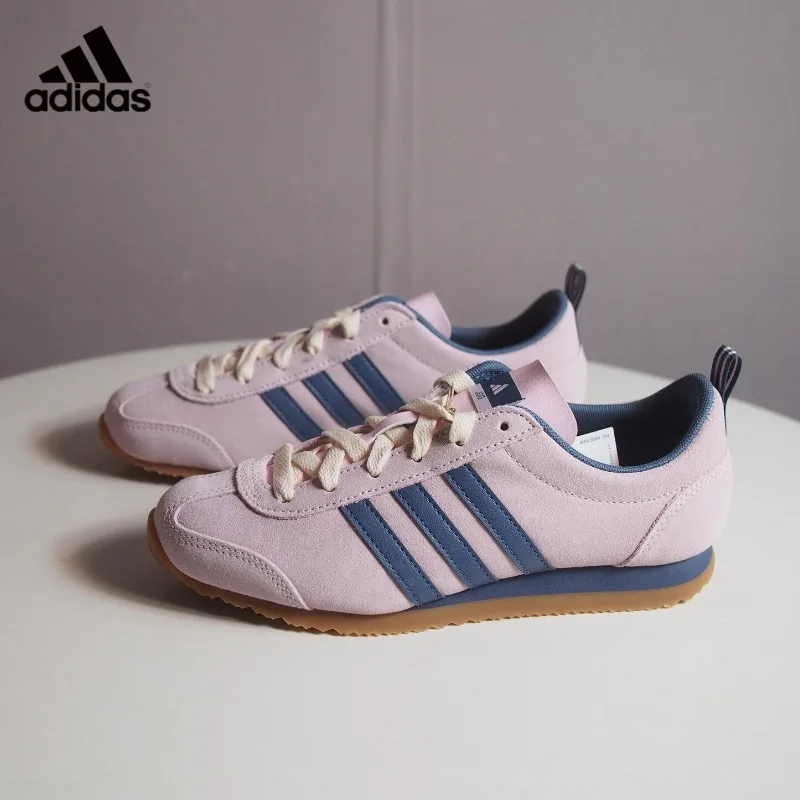 Adidas VS JOG 2.0 Men's and Women's Low-top Suede Thin-soled Retro Three-stripe Casual Shoes JS4442
