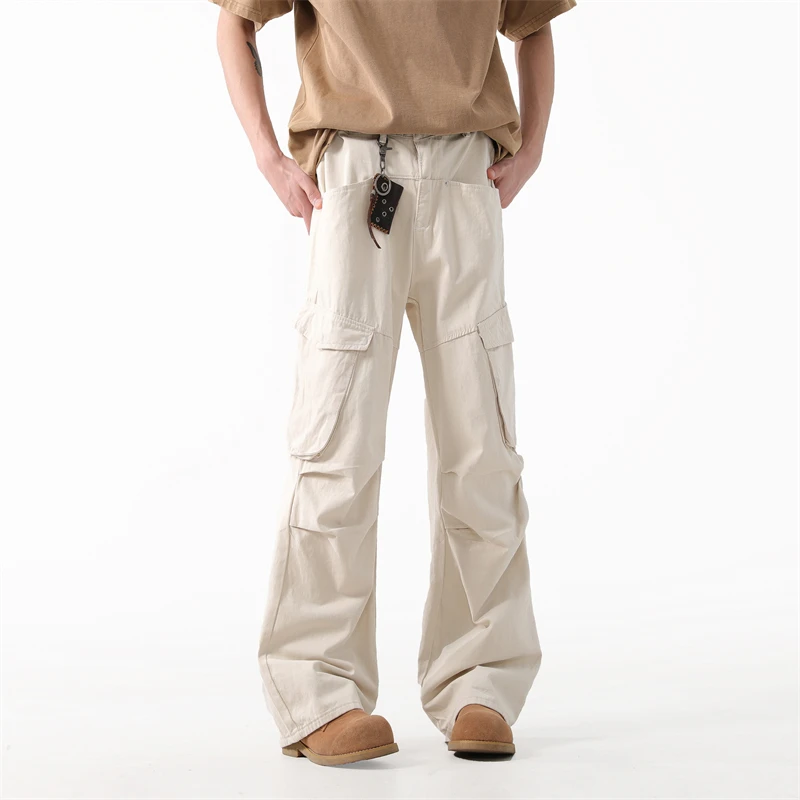 

Men Streetwear Fashion Loose Casual Folds Design Cargo Pants Women Hip Hop Harem Trousers Cityboy Track Pants