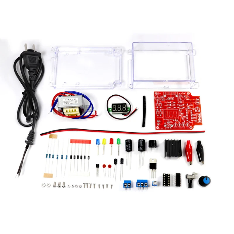 Electronic DIY LM317 Adjustable Voltage Regulated Kit DC Step-down Power Supply Making Parts With Case Soldering Assembly 220V