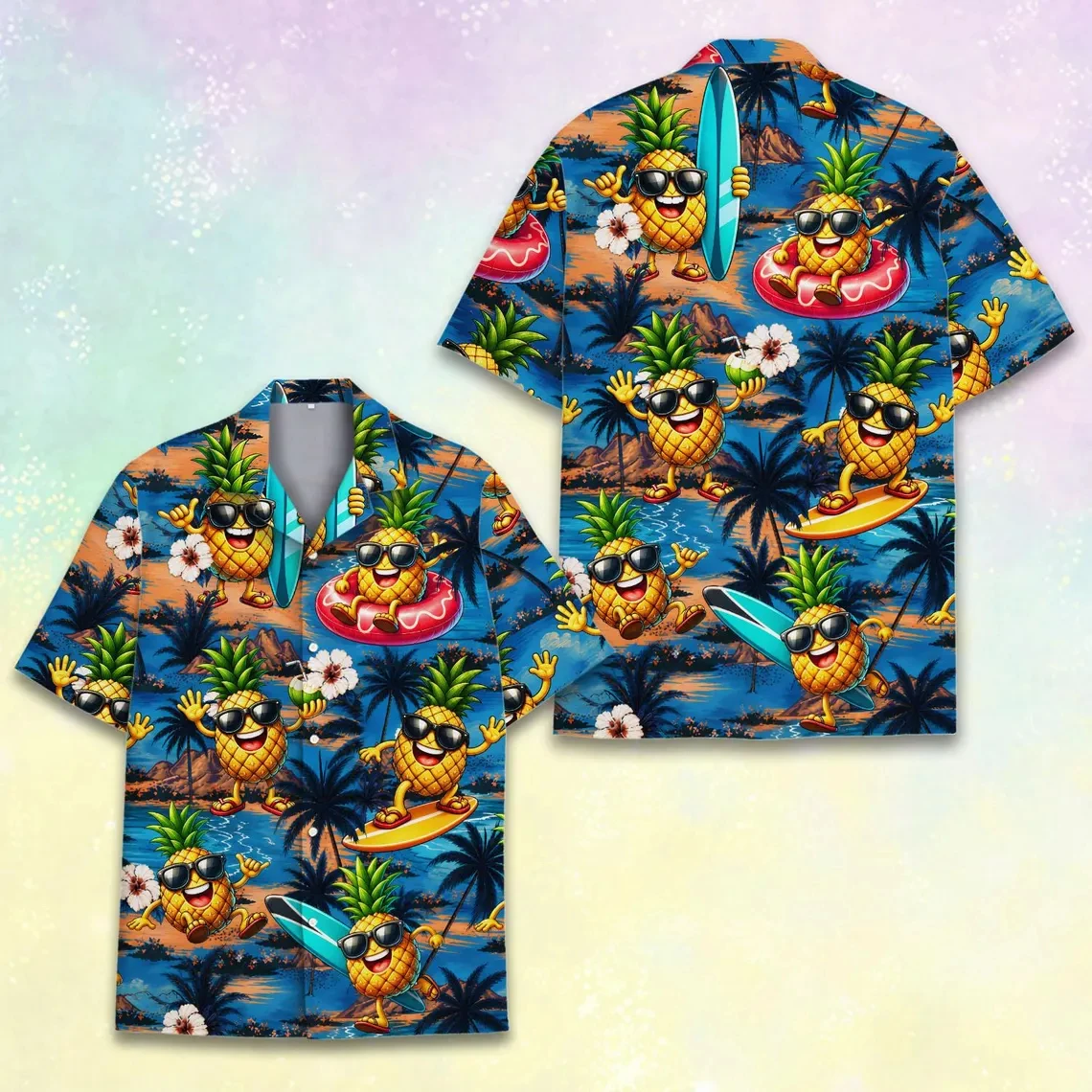 

Men Funny Dancing Banana Print Hawaiian Shirt Summer Casual Short Sleeve Button Down Beach Shirt Cool Cartoon Banana Aloha Shirt