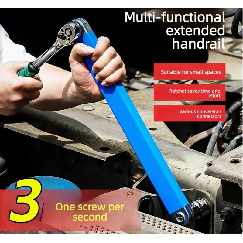 Compact Offset Extension Wrench 4 Adapter Dual Purpose Impact Socket Ratchet for Automotive Hand Tool