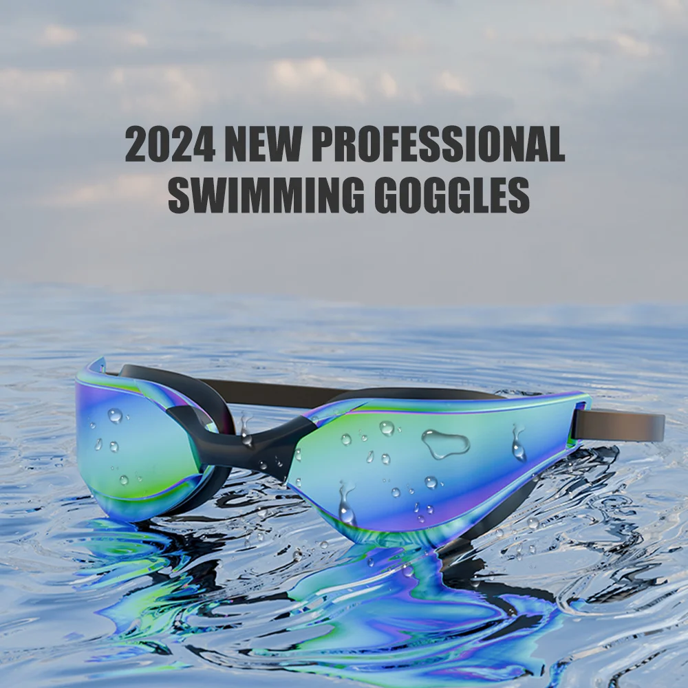 JSJM Professional Adult Anti-Fog Swimming Goggles Men Women With HD Wide-Angle Lens  Waterproof Adjustable Silicone Swim Glasses