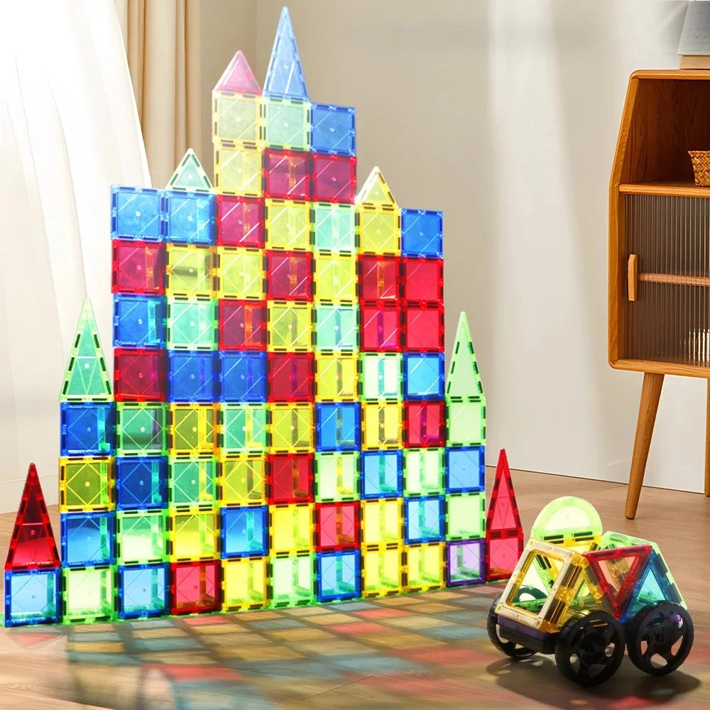 Romboss 54 pièces 6.5cm carreaux magnétiques pour enfants blocs magnétiques ensemble de construction pour les tout-petits enfants Montessori jouets éducatifs cadeaux