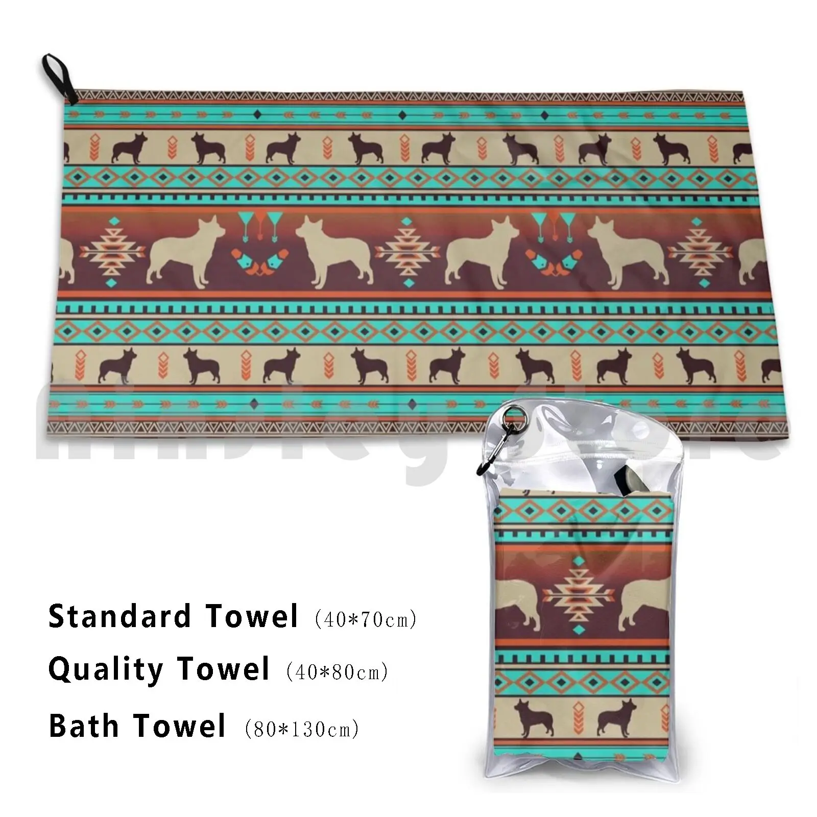 Boho Dogs | Australian Cattle Dog Sunset Custom Towel Bath Towel Pattern Pattern Design Dog Dogs Doglove Dog