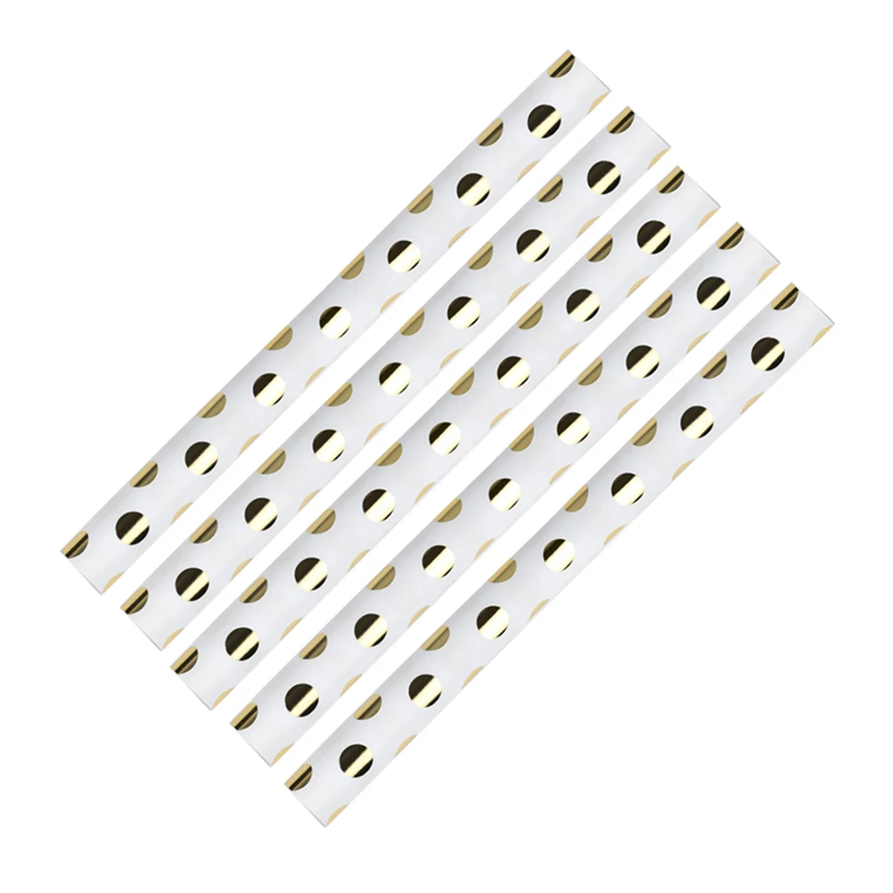 

5pcs Bronzing Gift Wrapping Paper Golden Dot Crafts Paper Birthday Gift Bouquet Wrapping Paper (White)