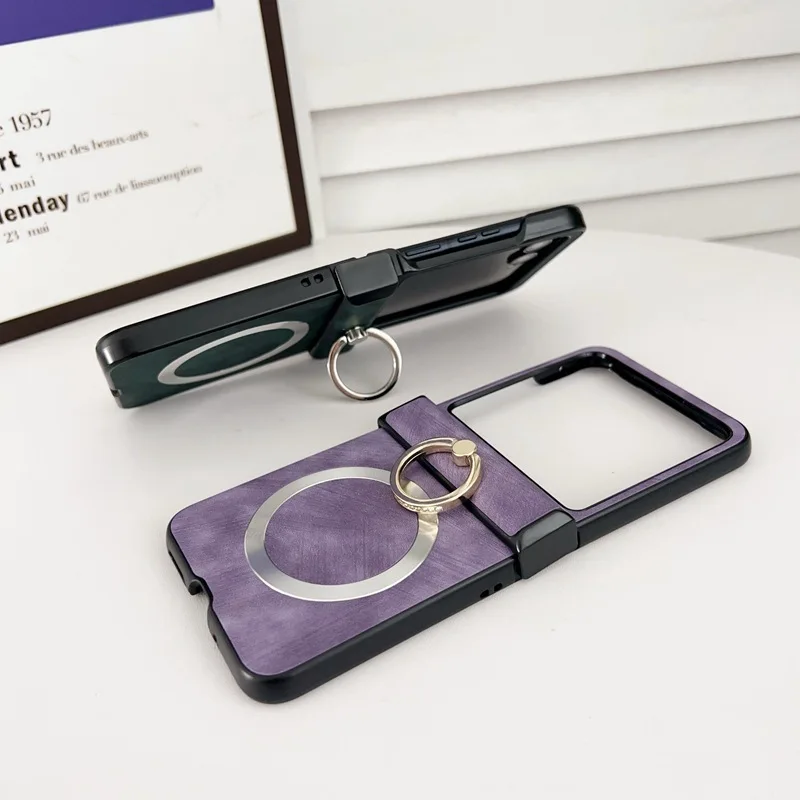 حافظة لهاتف موتورولا رازر 50 50S 60 رازر 40 Ultra Razr + 2024 حلقة جذب مغناطيسية مفصلة ريترو ملمس جلد PU حافظة جلدية