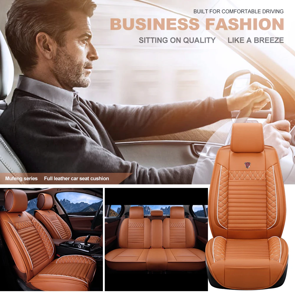 Car Seat Covers Full Five Seats PU Leather High Back Front And Rear Split Bench Car Seat Cover Waterproof Cayenne