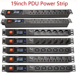 19Inch PDU Power Strip Surge protection Digital Voltmeter Ammeter Wattmeter EU/US/UK/C13/Universal Outlet 2Meter Cord