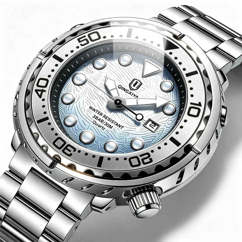 QINGXIYA Fashion Men Watch Top Brand Luxury Waterproof Sport Mens Watches Stainless Steel Date Military Quartz Wristwatch Male