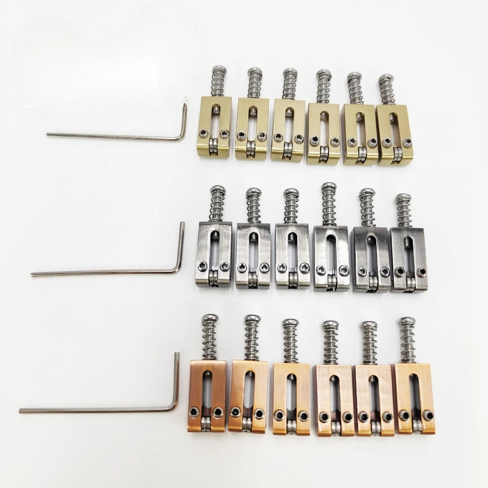 

‌6-Pack High-Quality Brass Roller Saddles - 10.5mm Guitar Bridge String Guides for Electric Guitar‌