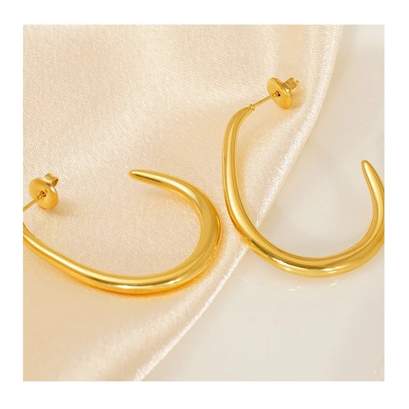 

Retro Fashion Stainless Steel Earrings Women's Gold Irregular High-end Temperament Earrings
