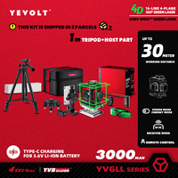 YEVOLT Green Laser Level 4-Plane 16-Line Self-leveling 360 4D Power Measuring Tool with 1M Tripod-TL-YVGLL4XS16-Series