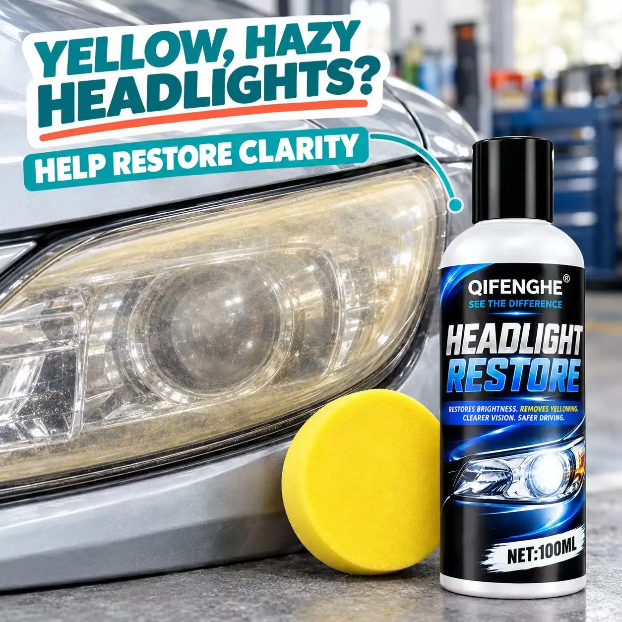 Car Headlight Restoration Polish Kit Removes Yellowing Oxidation Restores Clarity Brightness for Auto Lamp Lens Repair