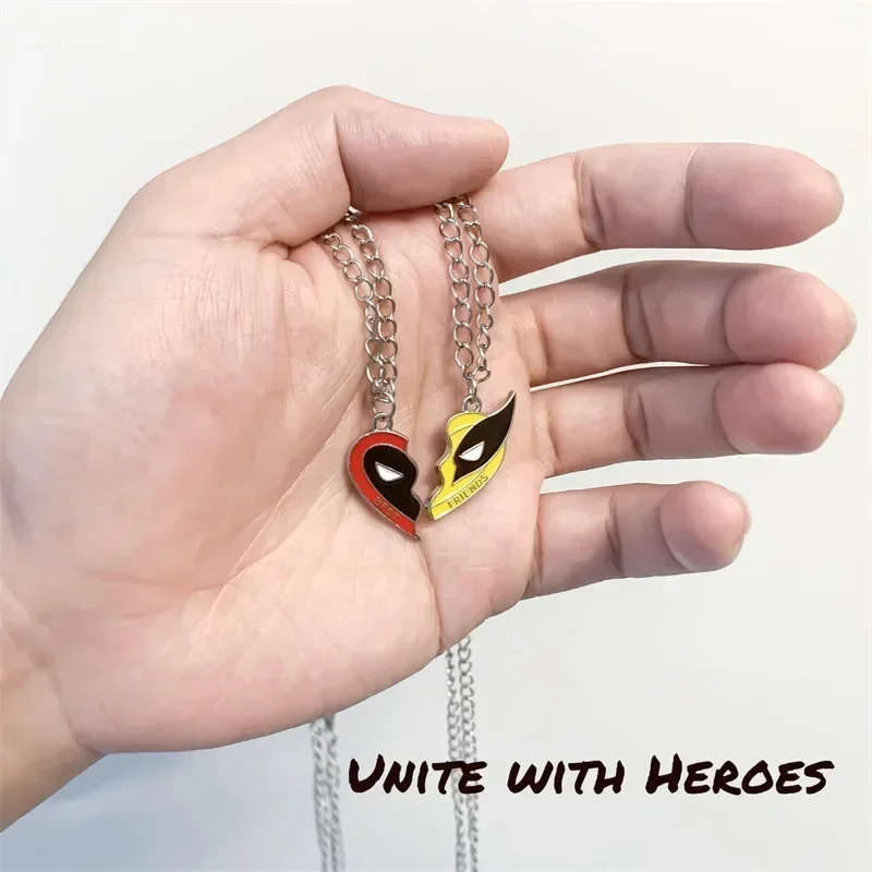 2024 Deadpool and Wolverine Best Friends Necklace Superhero Couple Necklace Heart Pendant Friendship Matching Gifts for Unisex