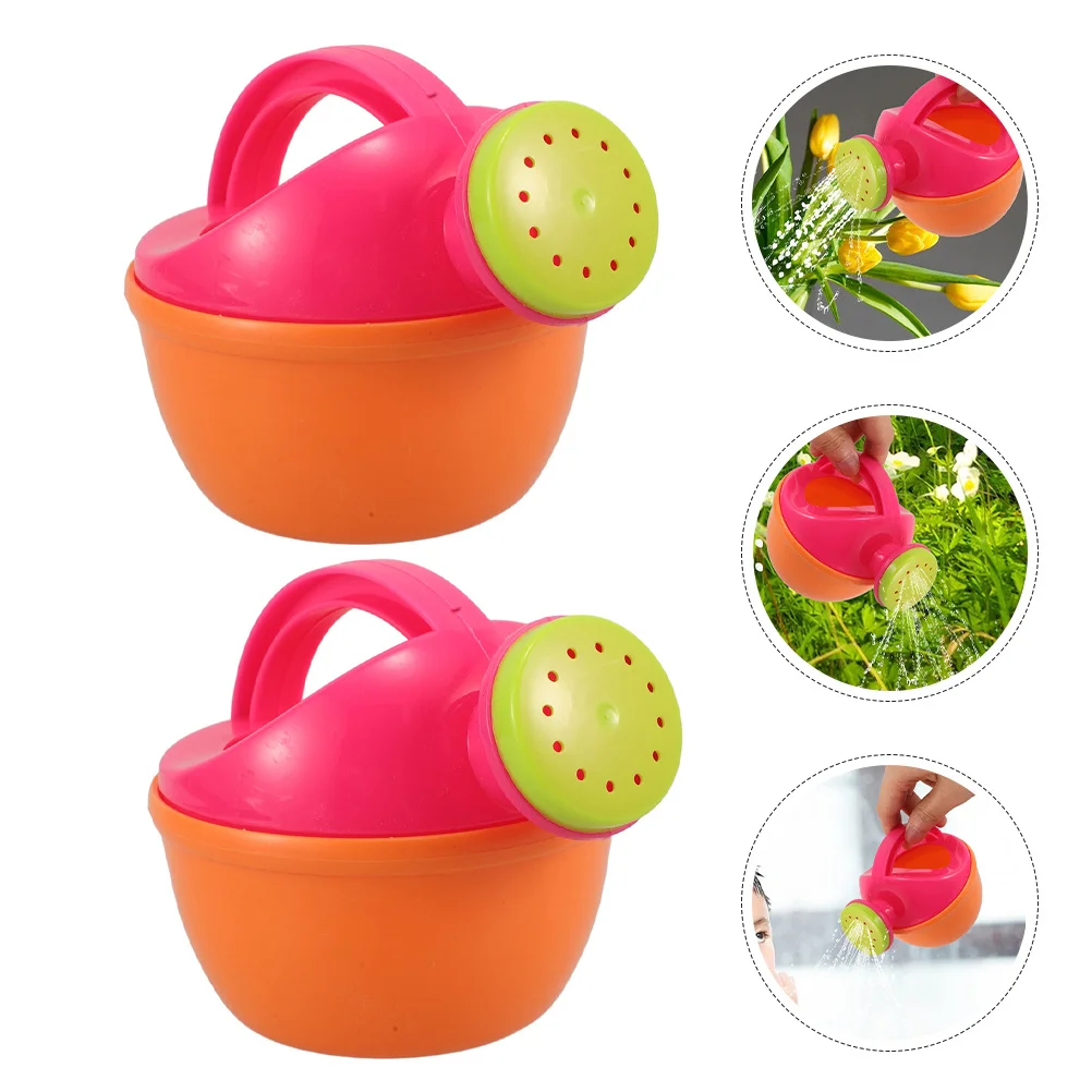 

2Pcs Childrens Watering Pot Plastic Handheld Cartoon Design for Summer Bath Toddler Outdoor Fun Water Watering Can