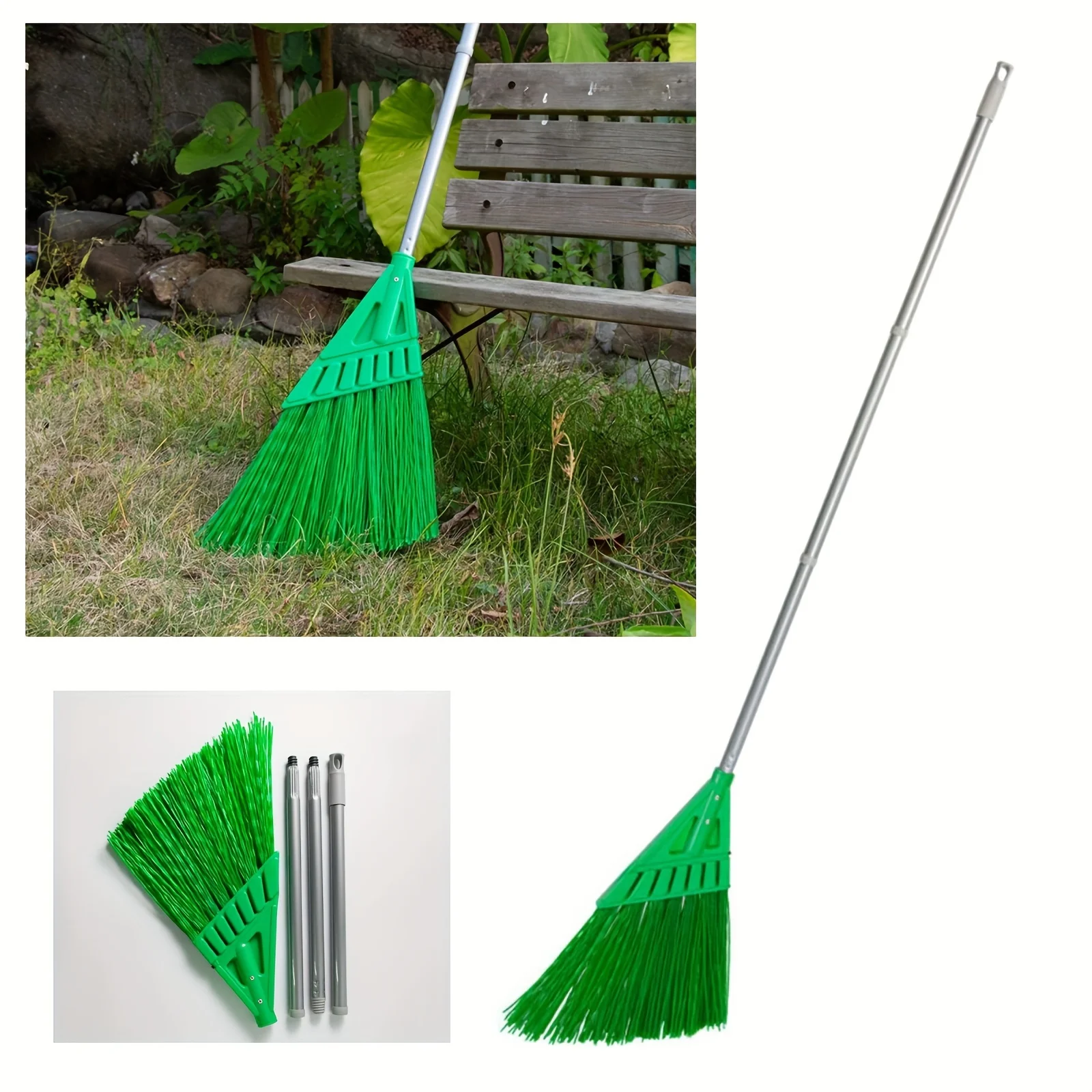 Heavy-Duty Outdoor Angle Broom Set with Long Handle for Courtyard Travel Camping - Commercial Grade Cleaning Tool