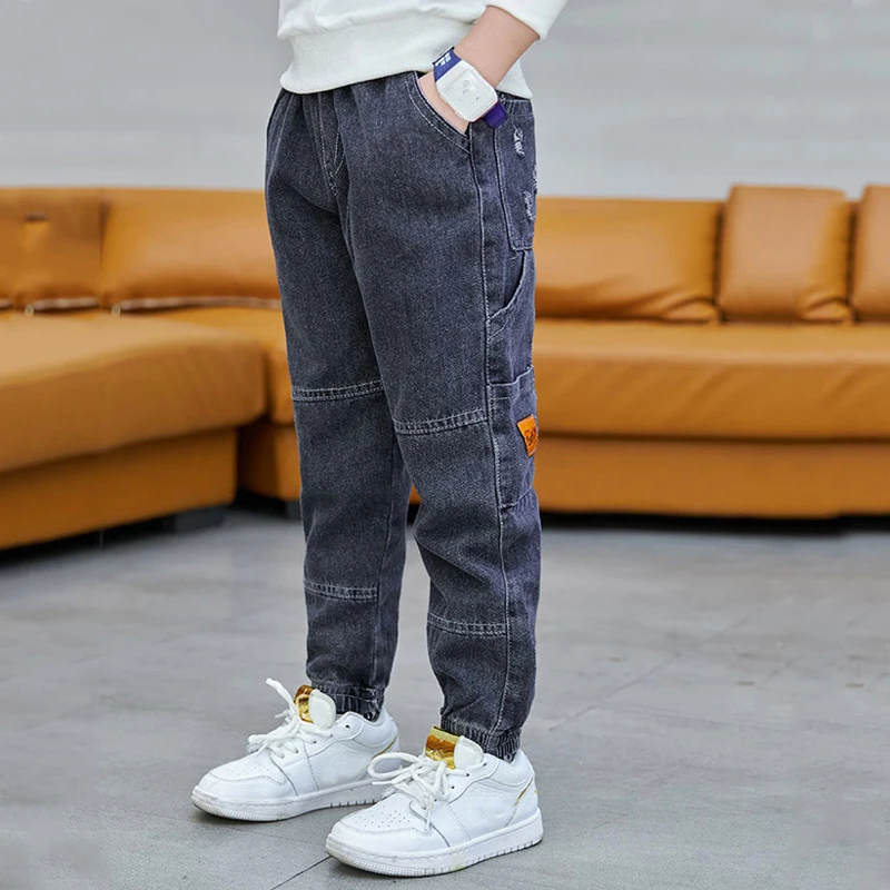 IENENS Jeans Boys Pants Casual Cotton Denim Trousers Fashion Slim Jeans Children New Denim Skinny Pants 4-10 Years