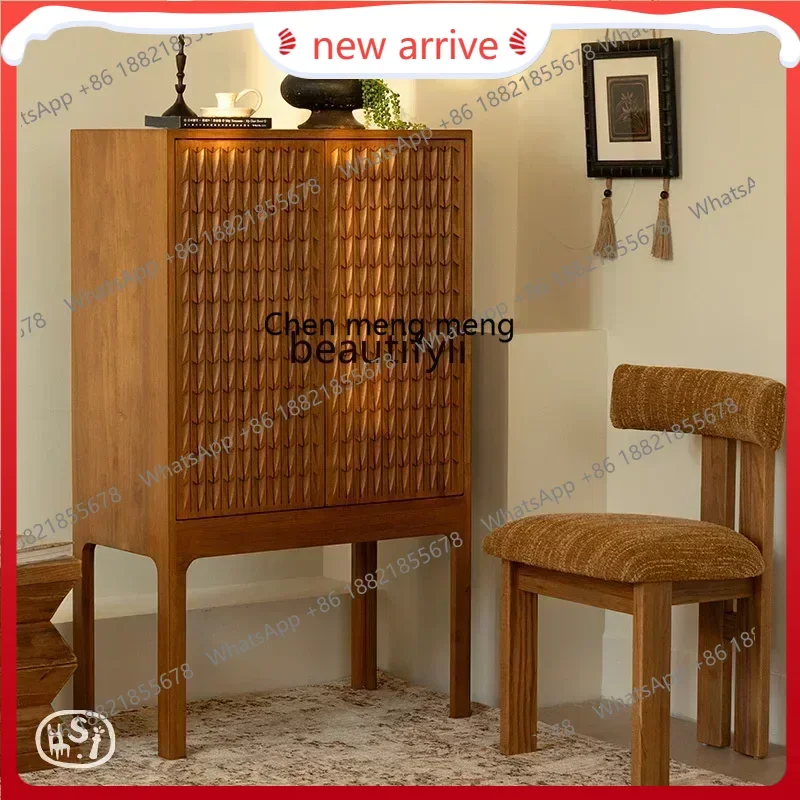 

SS new style Decorative storage, bedroom living room side cabinet, new Chinese log retro styless 7486