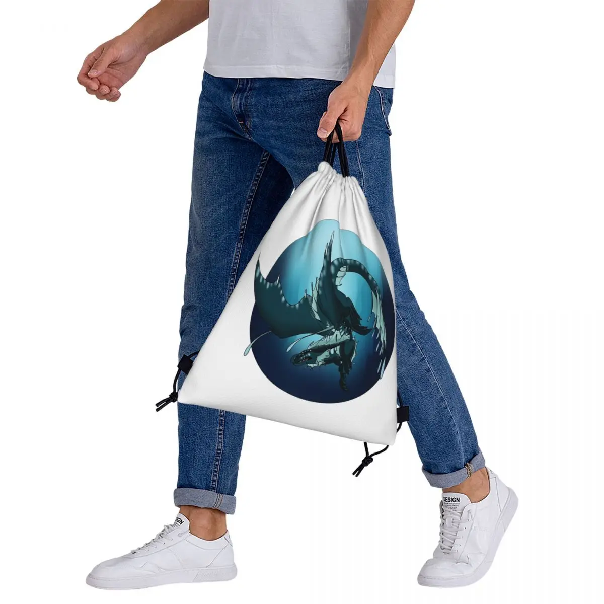 Abysswing Circle Backpacks Fashion Portable Drawstring Bags Drawstring Bundle Pocket Sports Bag Book Bags For Travel School