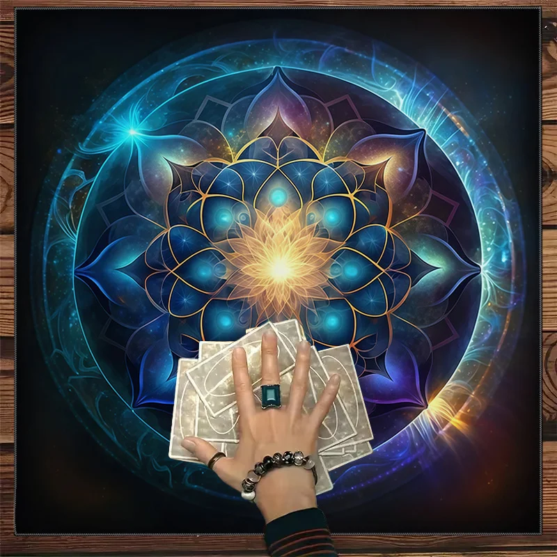 50/75/110/137cm Starry Mandala Tarot Wallpaper Spiritual Healing Altar Cloth Magic Ceremony Divination Table Mat Polyester