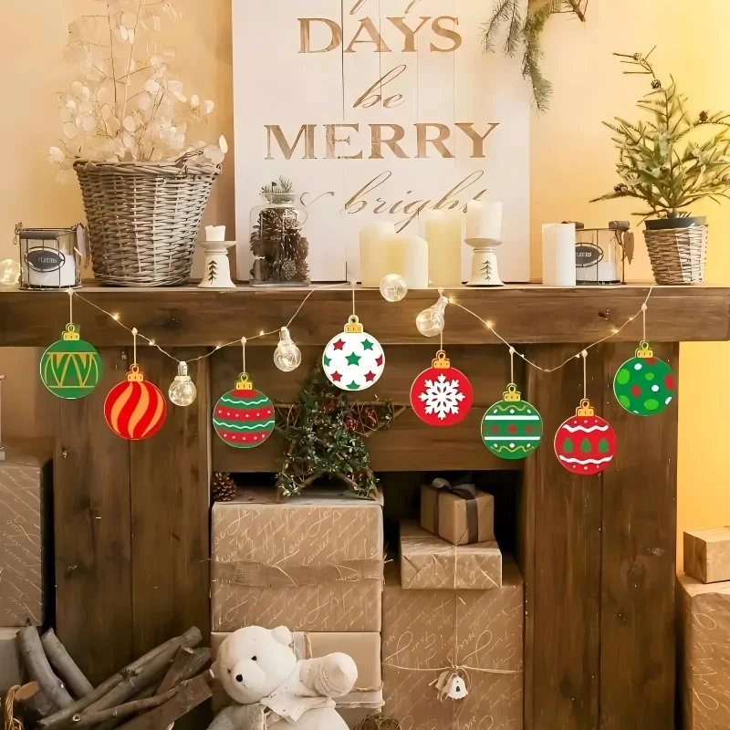 24 قطعة كرة خشبية معلقة قلادة متعددة عيد الميلاد الكرة زخرفة لشجرة نويل زينة عيد ميلاد سعيد حفلة دهان داي الهدايا العرض