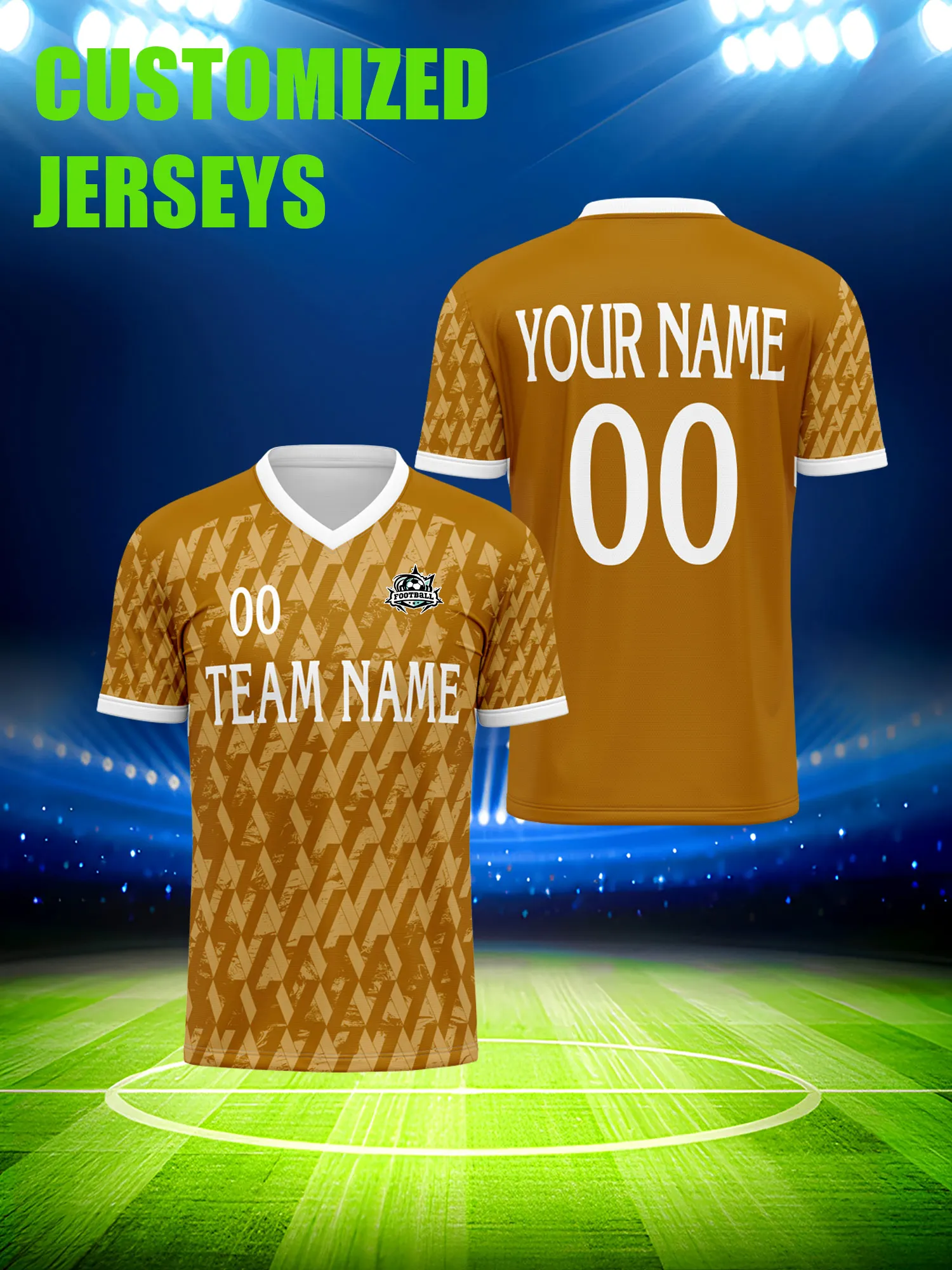 Camisa de Futebol Personalizada com Imagem, Número e Nome Personalizados, uniforme para jogos de torneio de clubes regionais