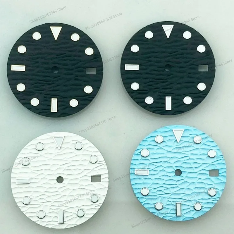 For 28.5Mm Water Ripple Dial Substitute Green Luminous for NH35 Movement Watch Accessories
