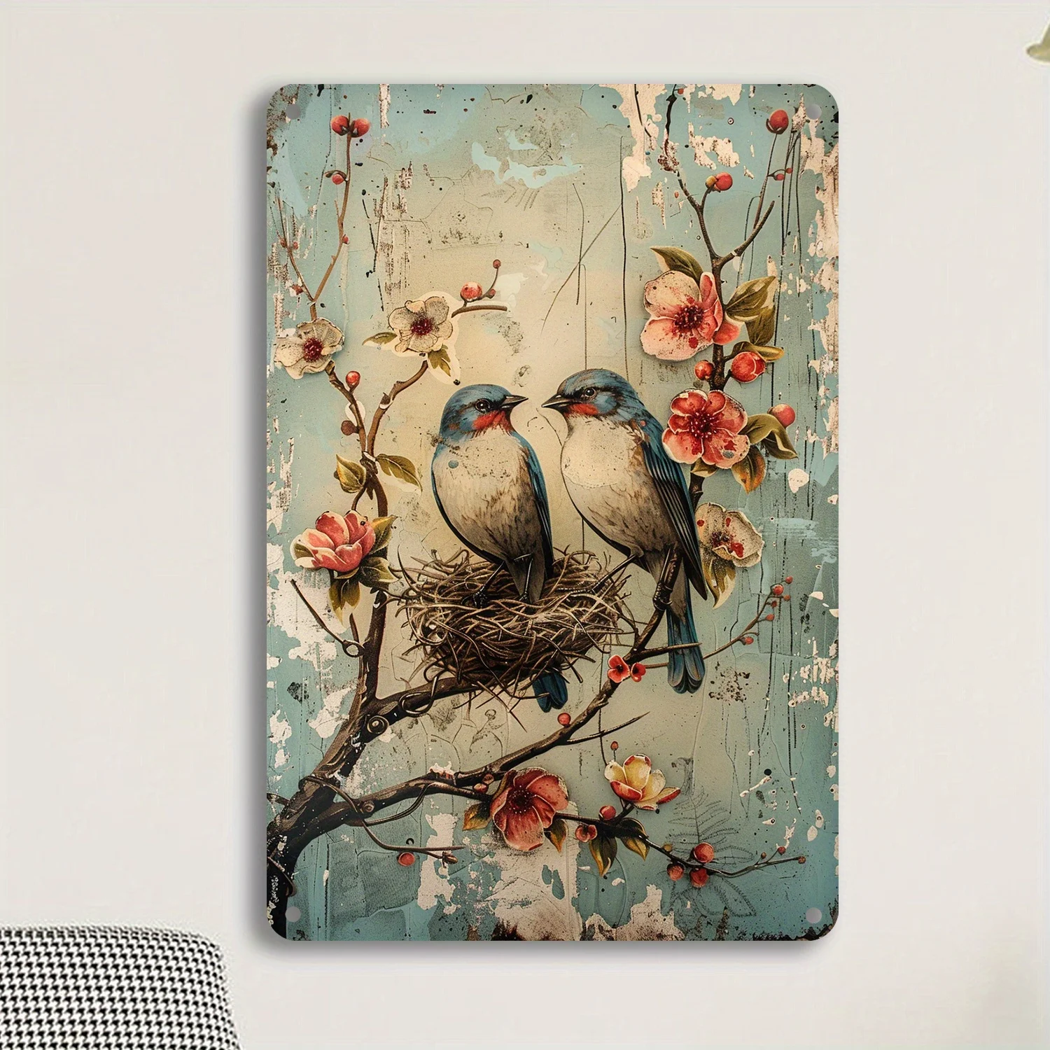1 piece 8x12 inch/ 20 * 30cm cute watercolor bird metal paing art sign, vintage wall plaque, perfect for universities, bathrooms view 5