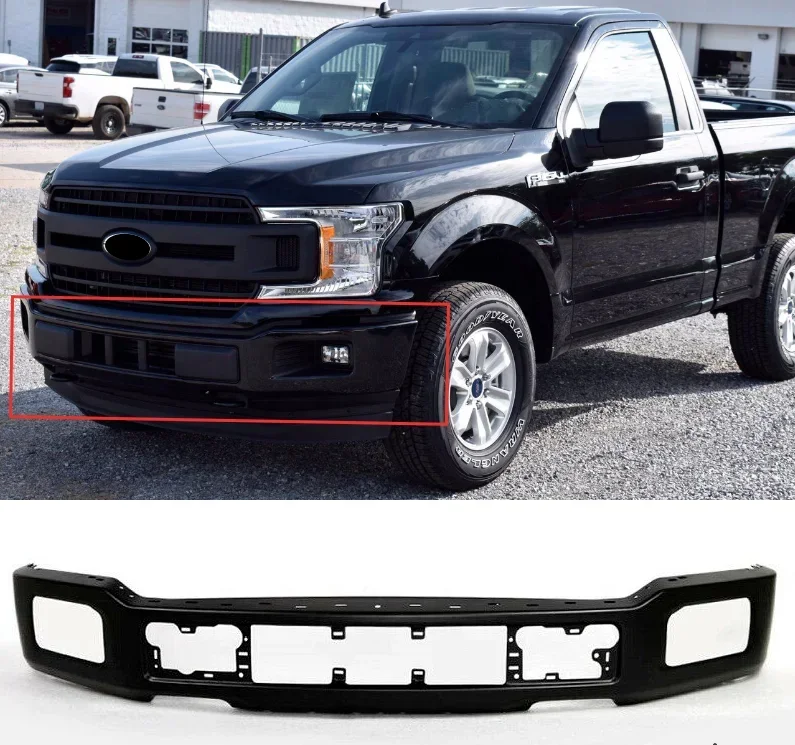 

2023 NEW Hot-sales Steel Front Bumper Face Bar For 2018-2023 Ford F-150 Pickup Without fog light holes Black Plating Chrome