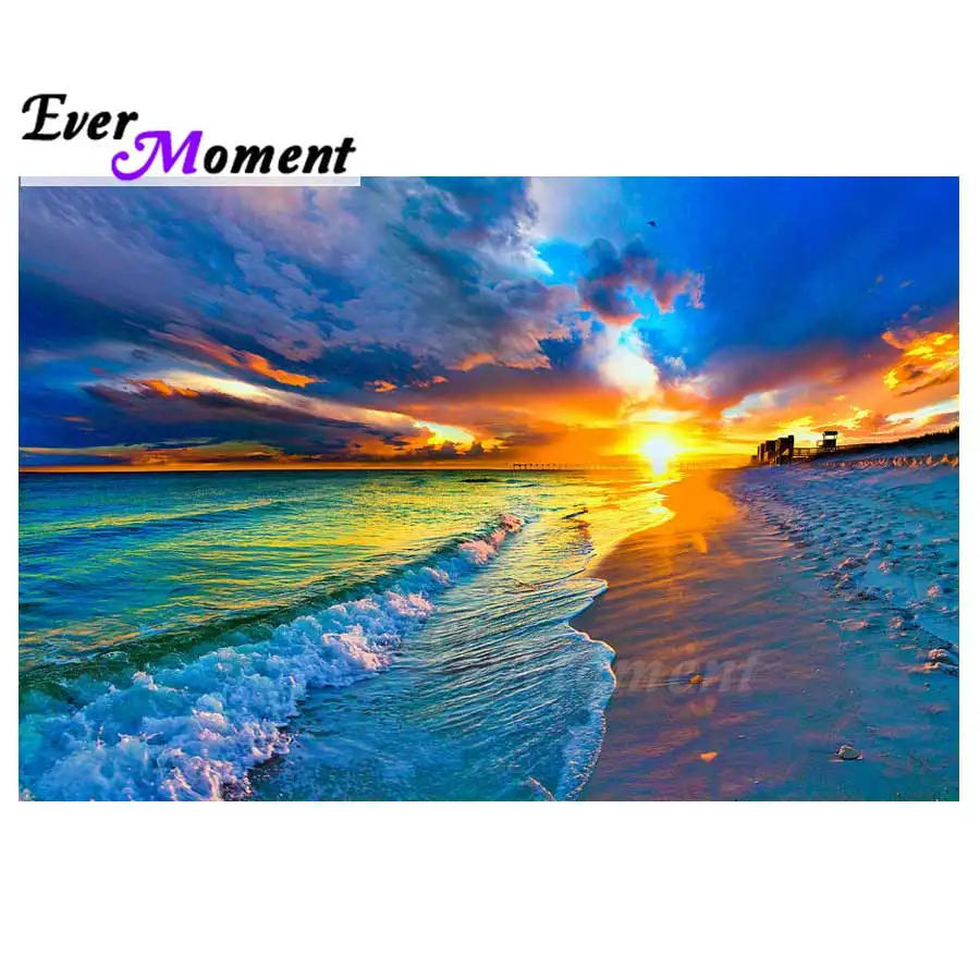 

Ever Moment Diamond Painting Scenery Sea Handmade Full Square Cross Stitch Picture Of Diamond Embroidery ASF1409