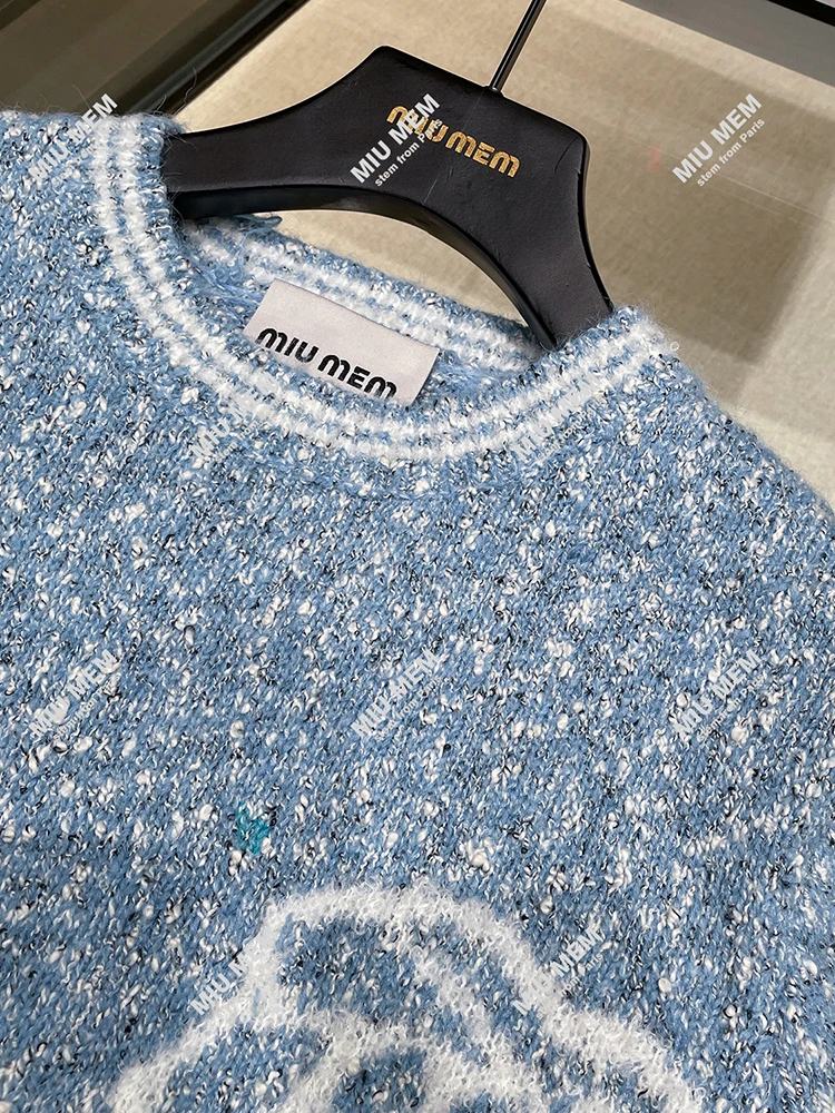 Miumem ハイエンド秋冬レディースニットセーターソフトスタイル Tka 刺繍トップ通勤スタイルレギュラーフィット長袖