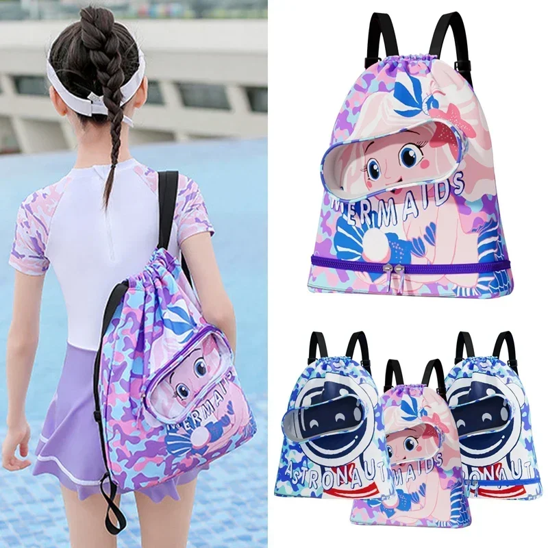 Children's Swimming Bag Kids Waterproof Storage Shoulder Packs Hand Luggage Backpack Wet Dry Separation Bag Large Capacity Pouch