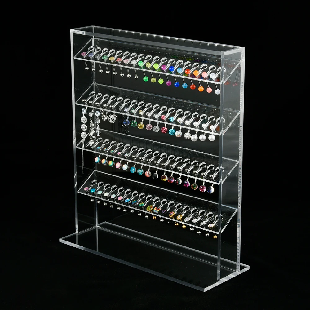 1 stücke Klar Acryl 72 Löcher 4 Schichten Starke Display-ständer Ohrring Bauchnabel Ring Lip Zunge Körper Piercing schmuck Solide Stehen – Detail 5