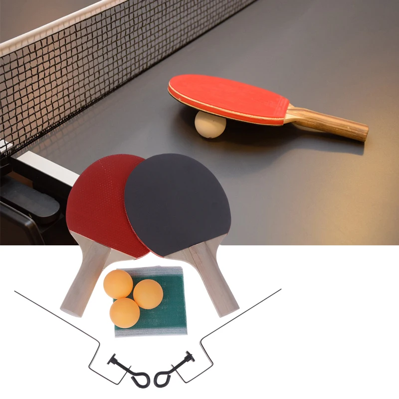 1 Ping Pong Post Net Rack 2 Ping Pong Paddles 3 Balls Table Tennis Set Ping Pong Training Extending Net Rack Rackets Balls