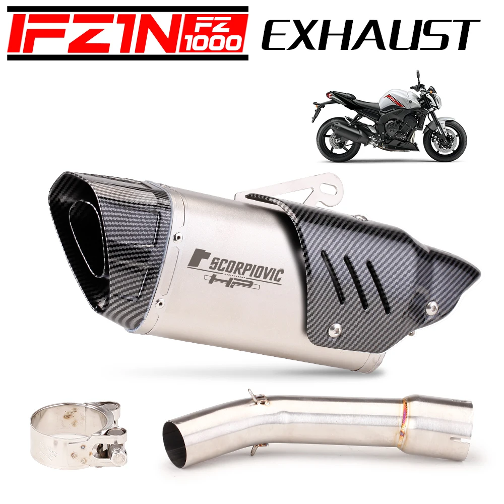 

Motorcycle Exhaust Escape Muffler Middle Link Pipe Slip On Exhaust For YAMAHA FZ1N F S FAZER FZ1N FZ1000 2005-2016